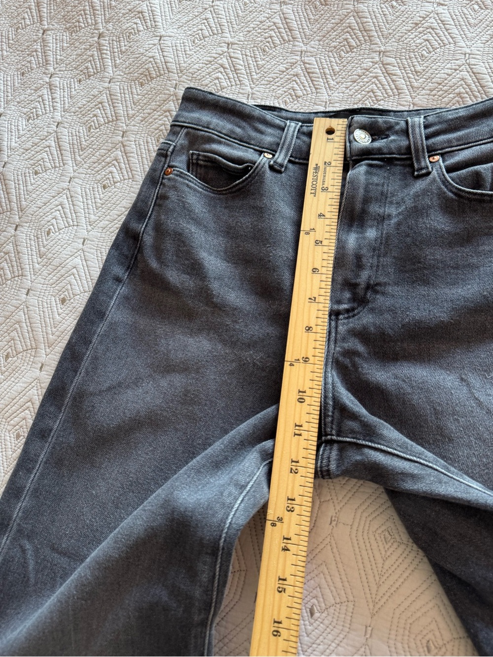 PAIGE Anessa Petite Wide Leg high Rise Raw Hem In Black Lotus Wash Jean Size 26 - Picture 12 of 16
